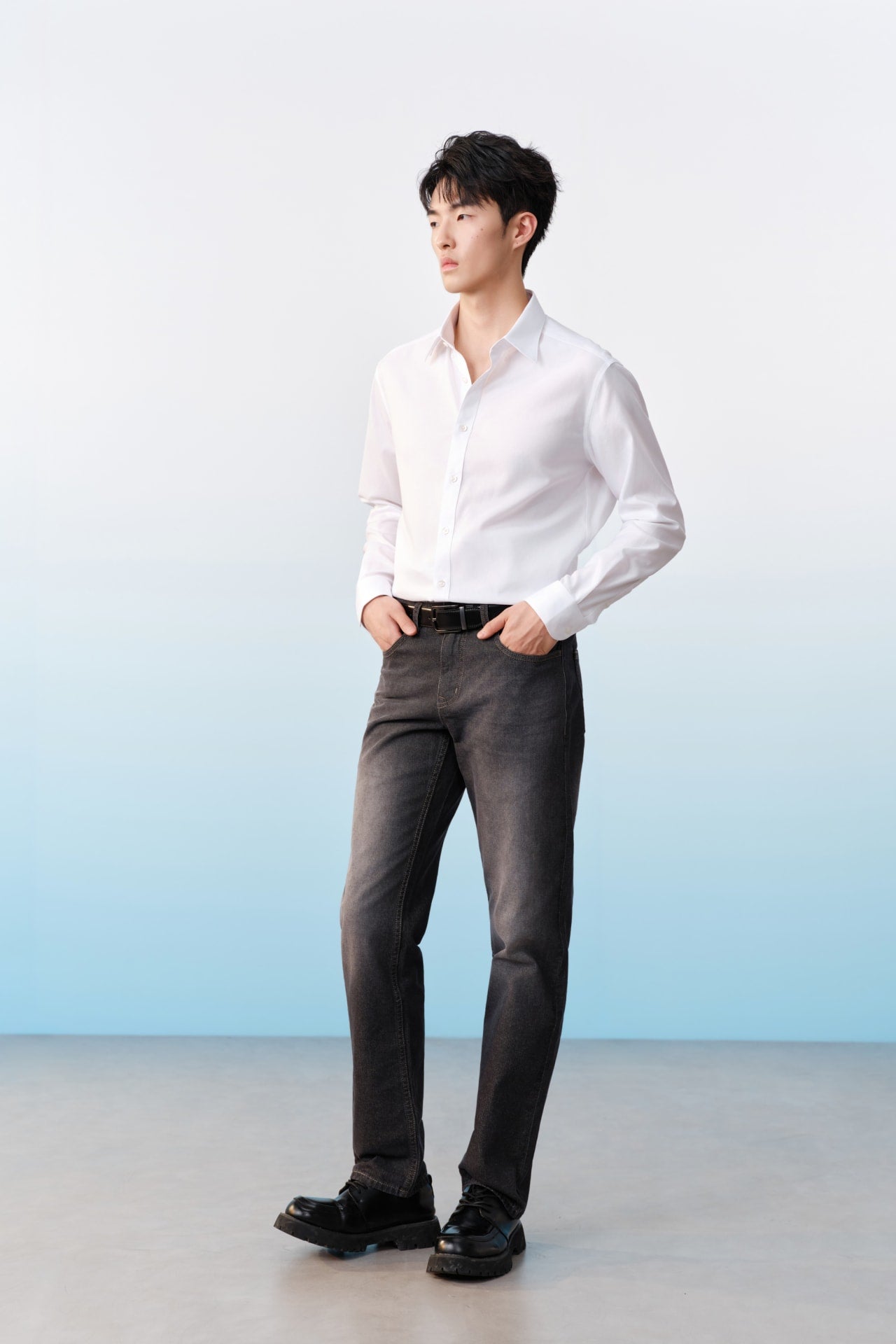 Non-Iron Cotton Dobby Textured Regular Fit Long Sleeve Shirt