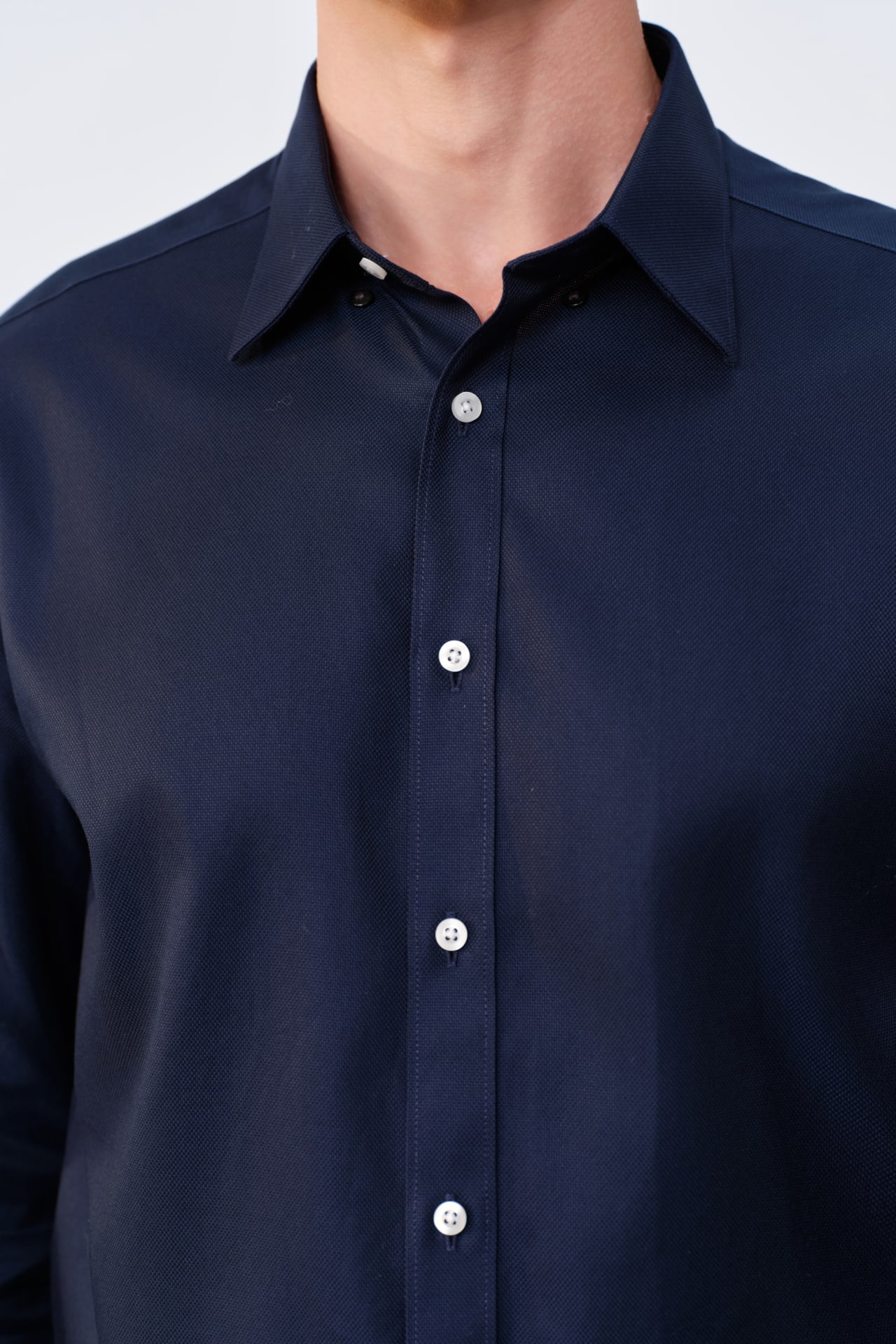 Non-Iron Cotton Dobby Textured Regular Fit Long Sleeve Shirt