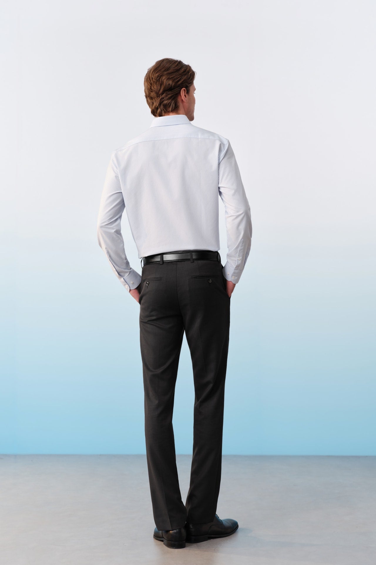 Non-Iron Dry Stretch Stripe Smart Fit Long Sleeve Shirt