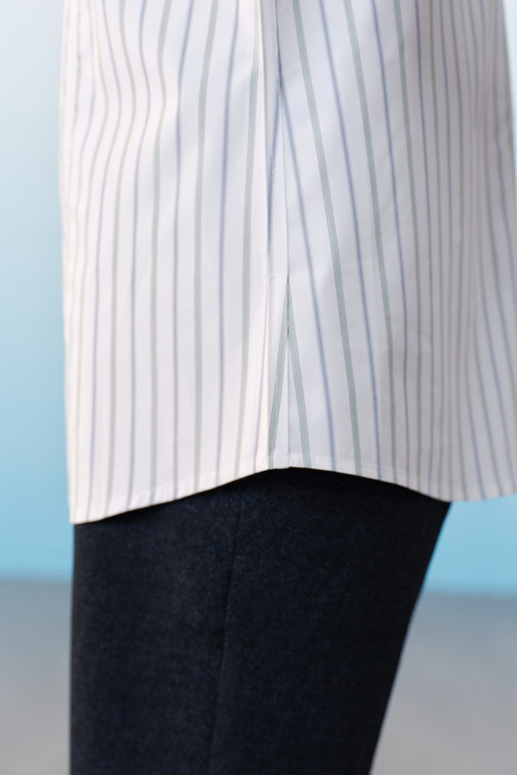 Easy Care Opaque Anti UV Stripe Smart Fit Long Sleeve Shirt