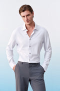 Easy Care Opaque Anti UV Fine Twill Smart Fit Long Sleeve Shirt With Design Detail