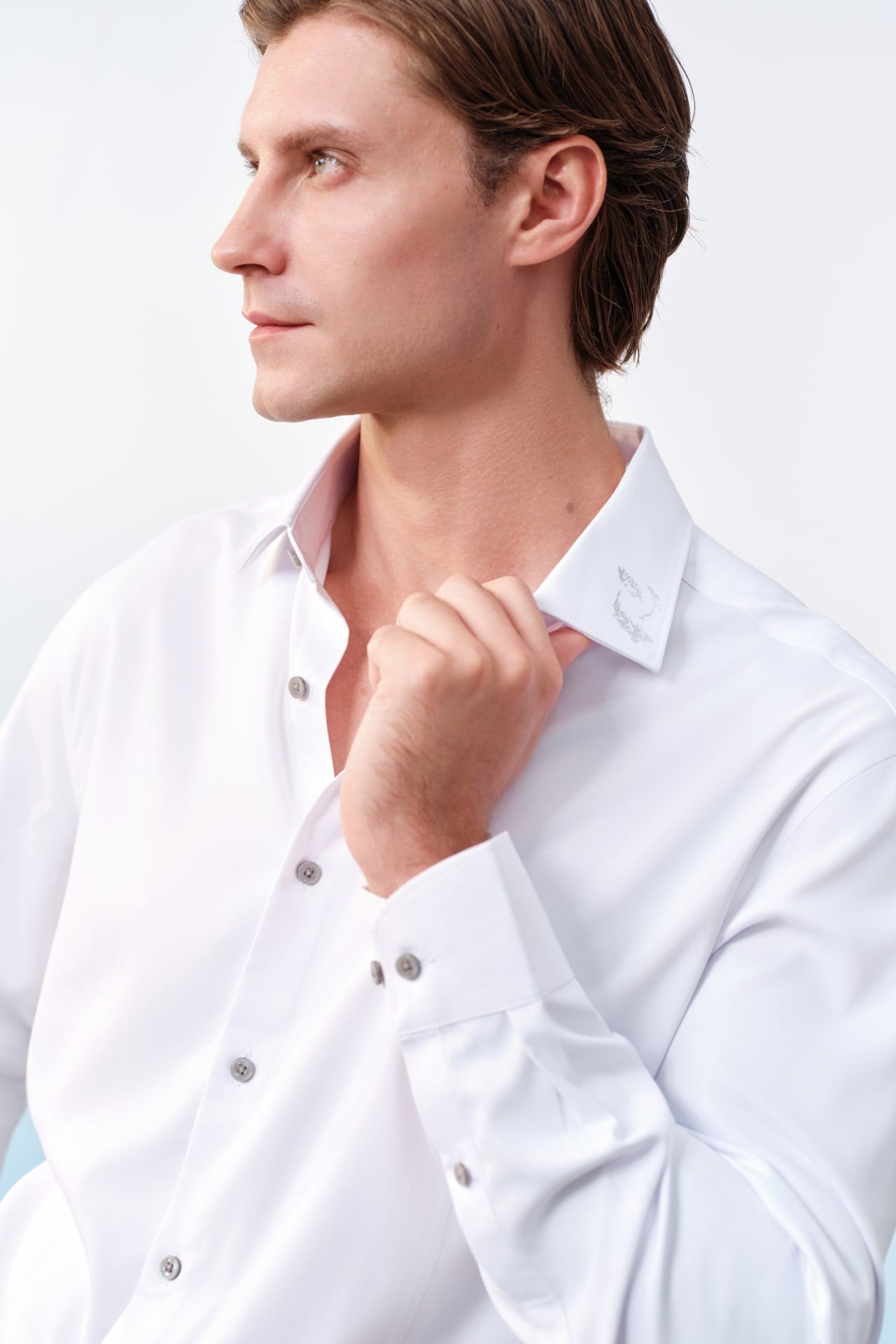 Easy Care Opaque Anti UV Fine Twill Smart Fit Long Sleeve Shirt With Design Detail