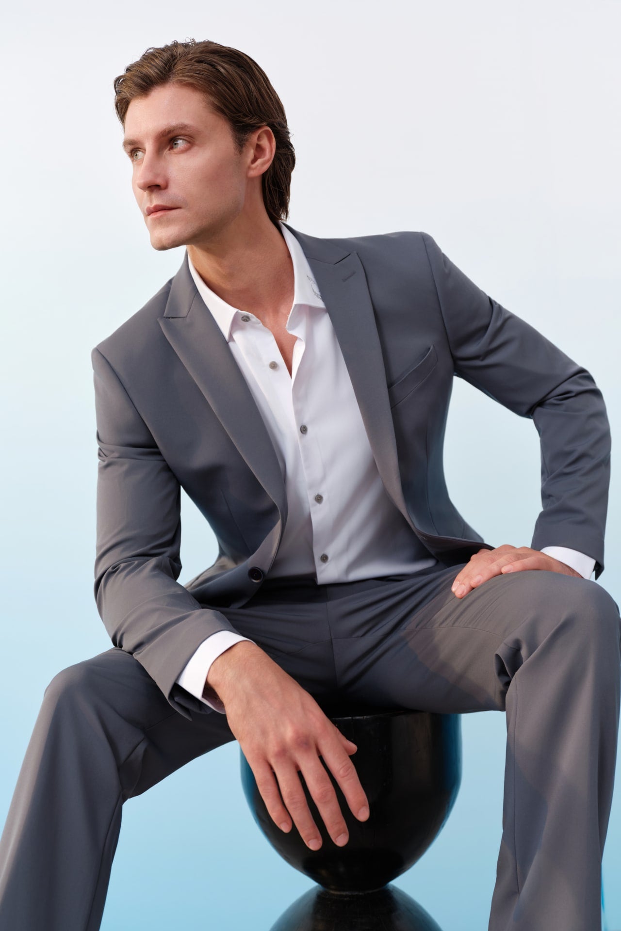 Easy Care Opaque Anti UV Fine Twill Smart Fit Long Sleeve Shirt With Design Detail