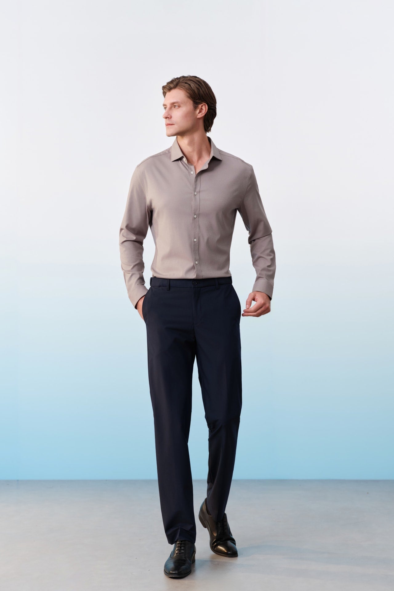 Multi-Way Stretch Cool Touch Plain Weave Smart Fit Suit Pants With Elastic Waistband