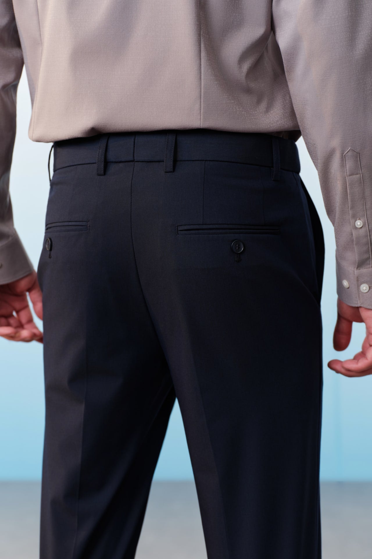 Multi-Way Stretch Cool Touch Plain Weave Smart Fit Suit Pants With Elastic Waistband