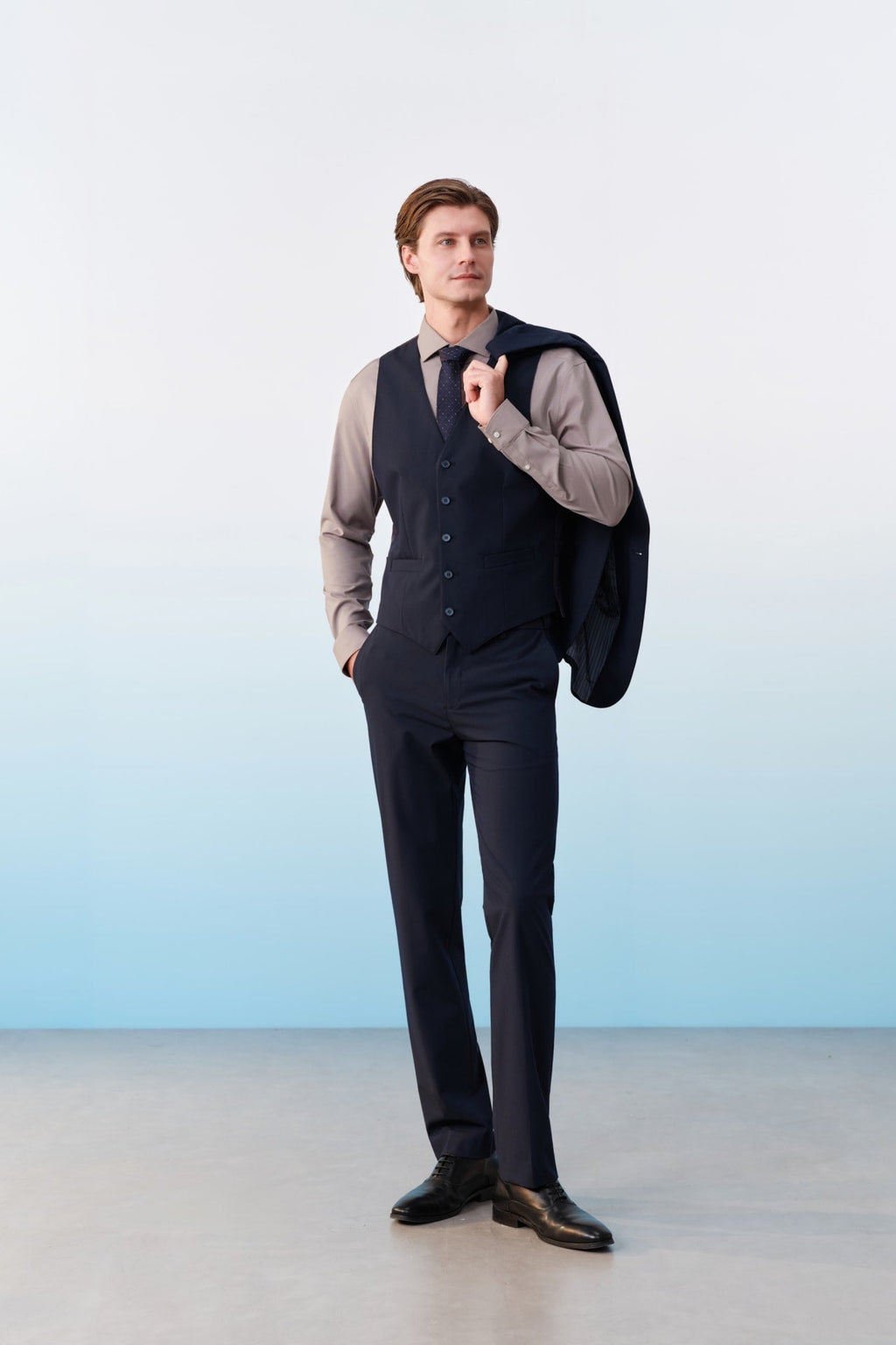 Multi-Way Stretch Cool Touch Plain Weave Smart Fit Suit Pants With Elastic Waistband