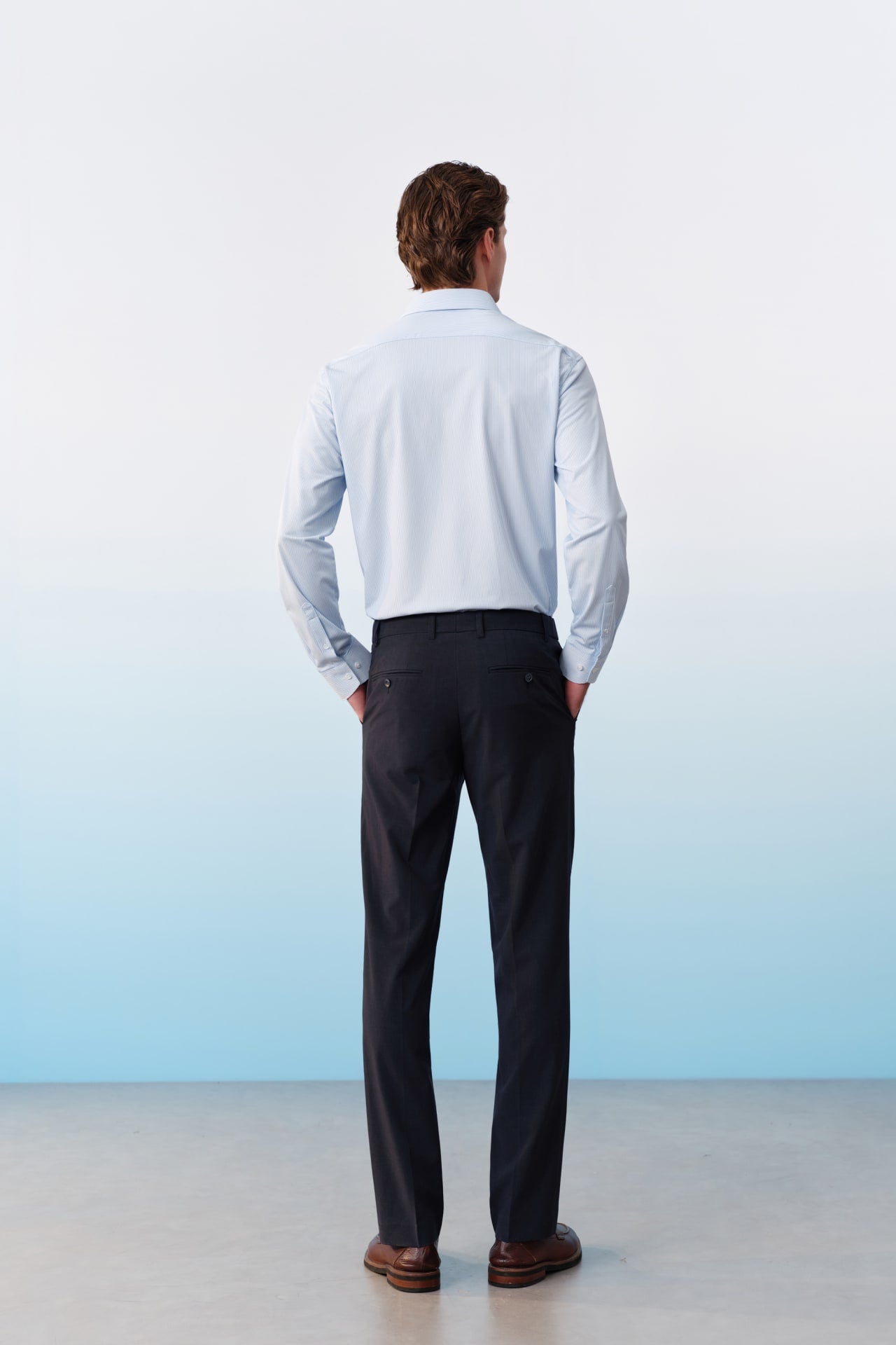 Three-Proof Finish Plain Weave Regular Fit Suit Pants