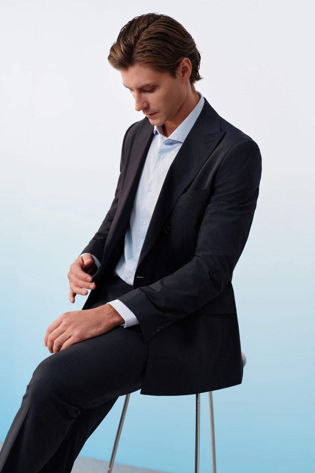 Three-Proof Finish Plain Weave Regular Fit Suit Pants