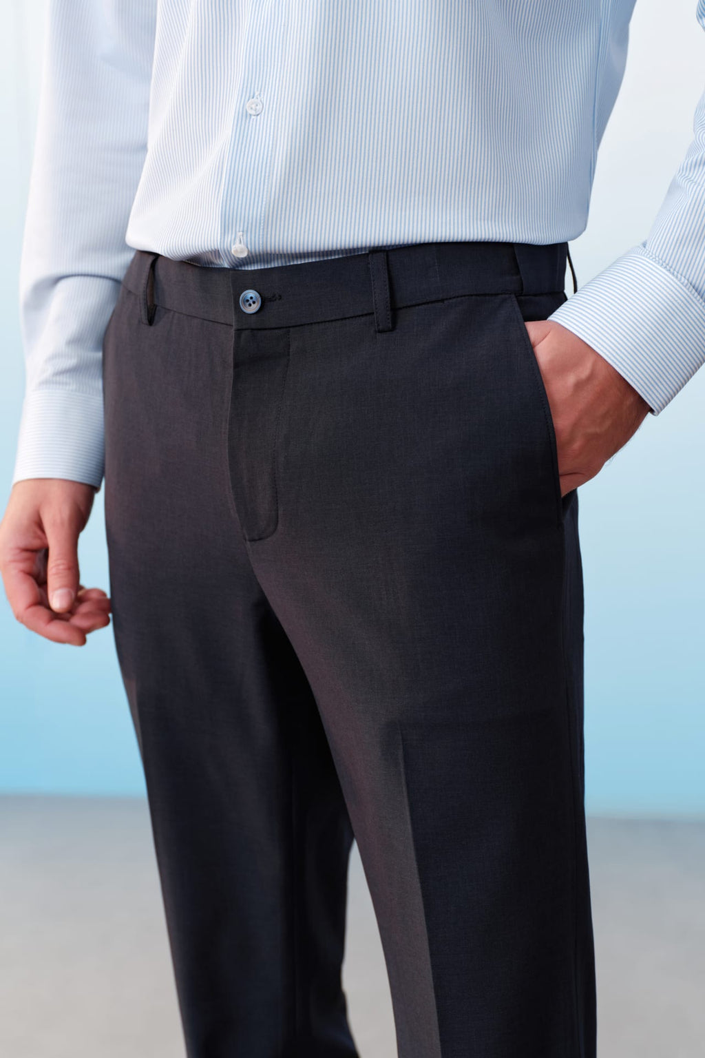 Three-Proof Finish Plain Weave Slim Fit Suit Pants