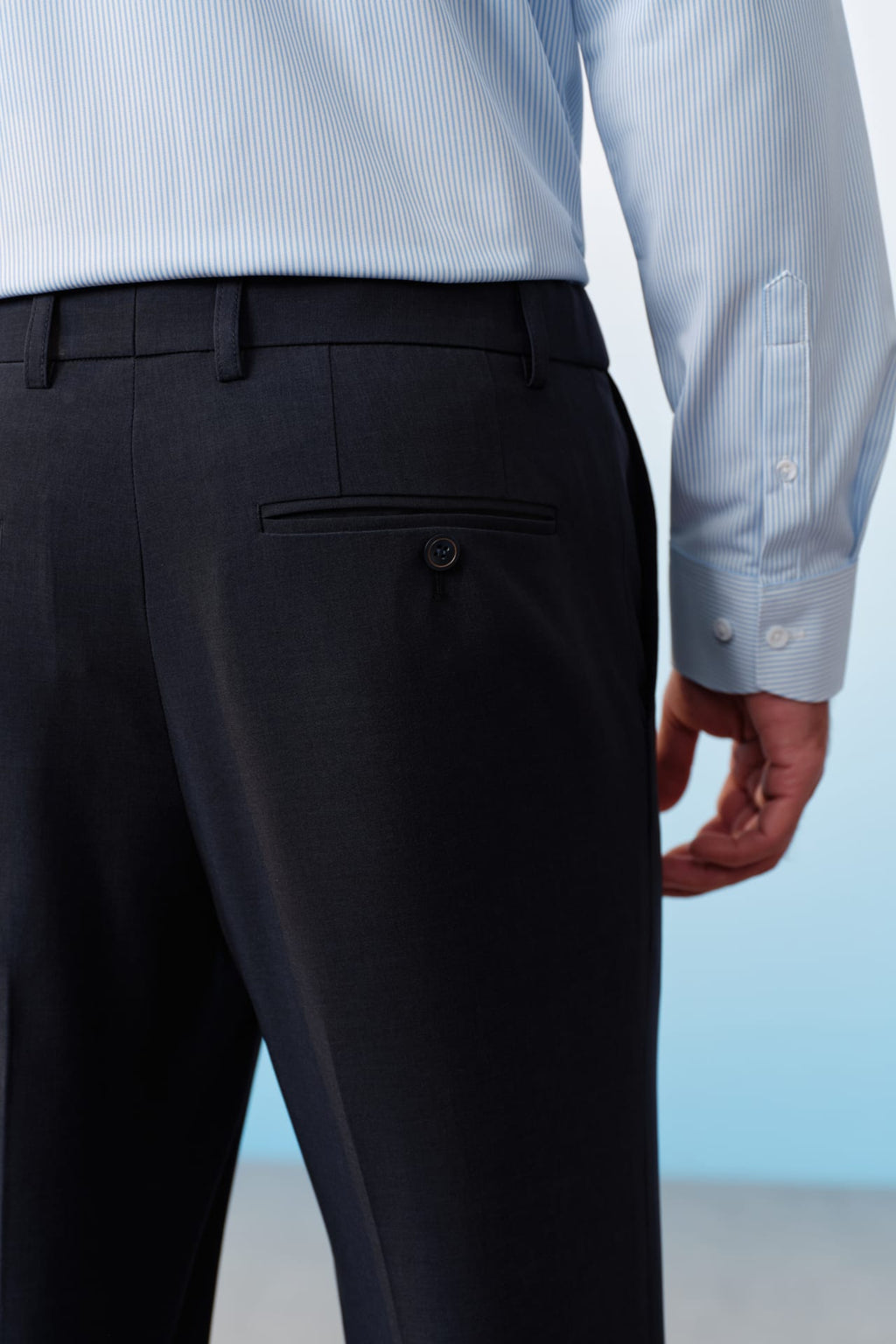 Three-Proof Finish Plain Weave Slim Fit Suit Pants