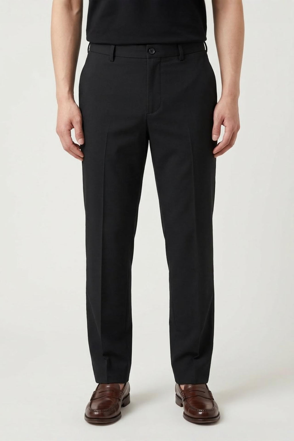 Three-Proof Finish Plain Weave Smart Fit Suit Pants With Elastic Waistband