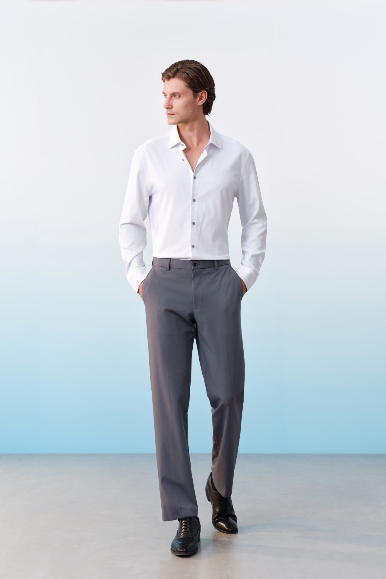 Multi-Way Stretch Silk Blend Regular Fit Suit Pants