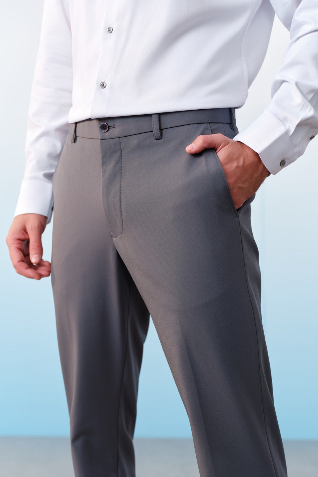 Multi-Way Stretch Silk Blend Regular Fit Suit Pants