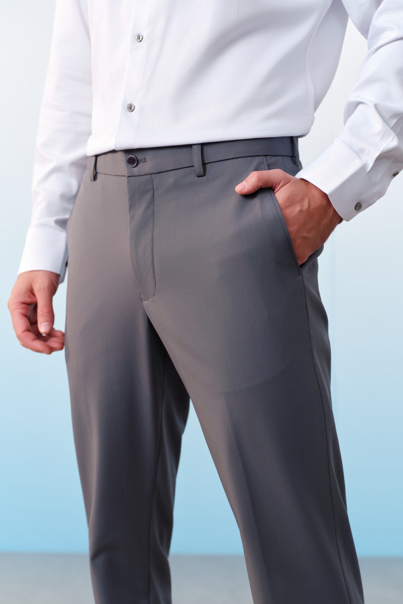 Multi-Way Stretch Silk Blend Regular Fit Suit Pants