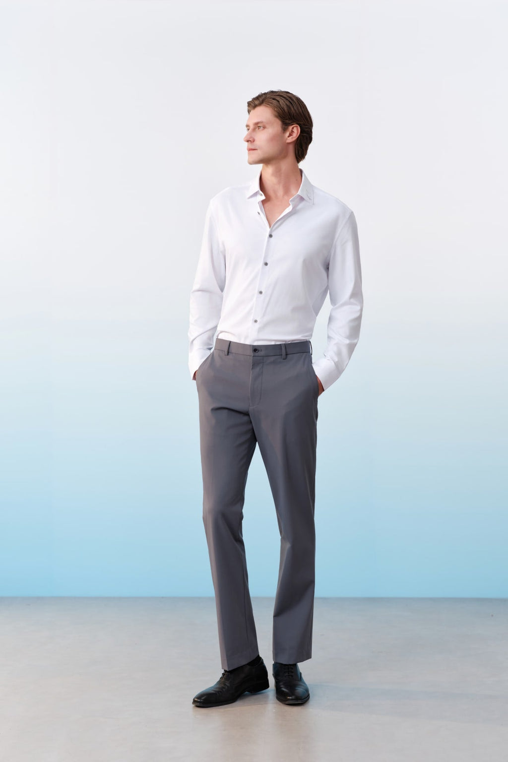 Multi-Way Stretch Silk Blend Regular Fit Suit Pants