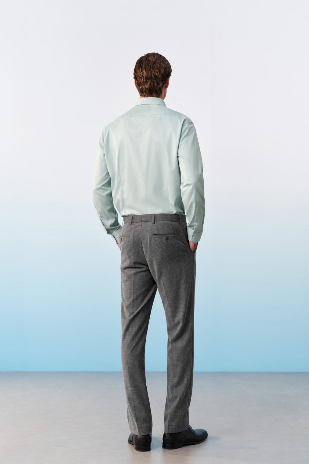 Poly Blend Check Stretch Regular Fit Suit Pants