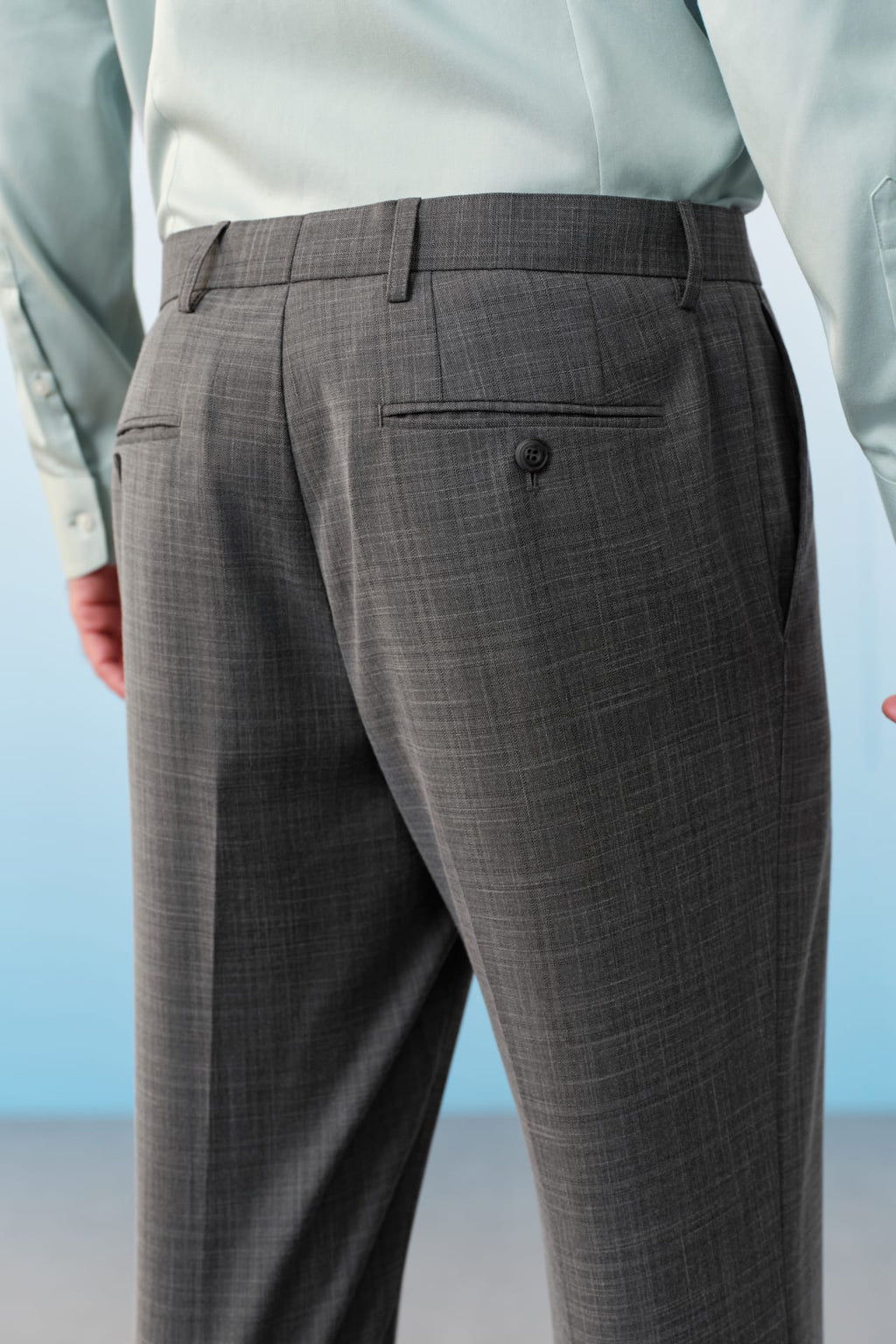 Poly Blend Check Stretch Regular Fit Suit Pants