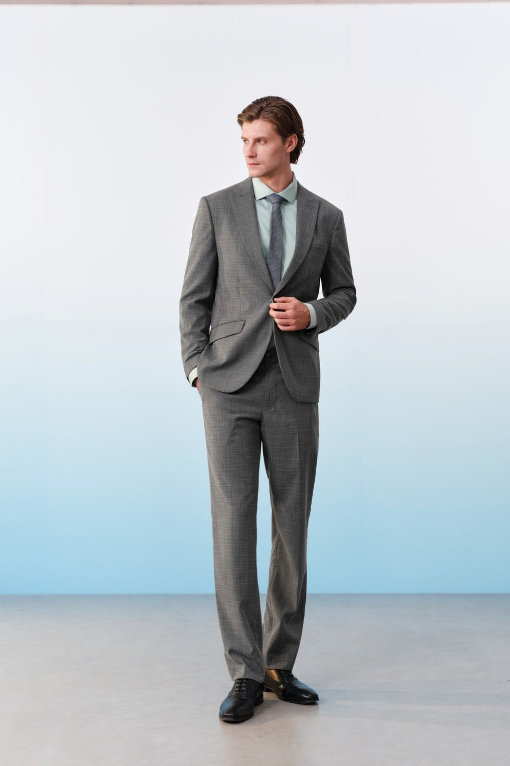 Poly Blend Check Stretch Regular Fit Suit Pants