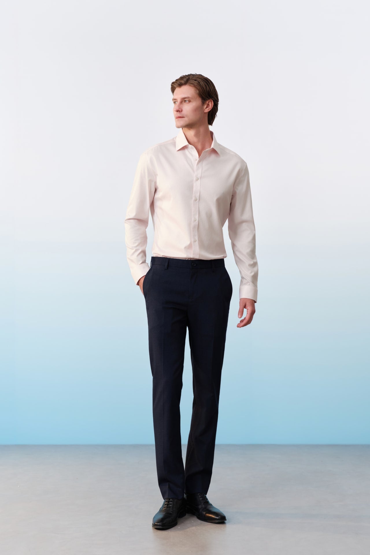 Poly Blend Textured Stretch Slim Fit Suit Pants