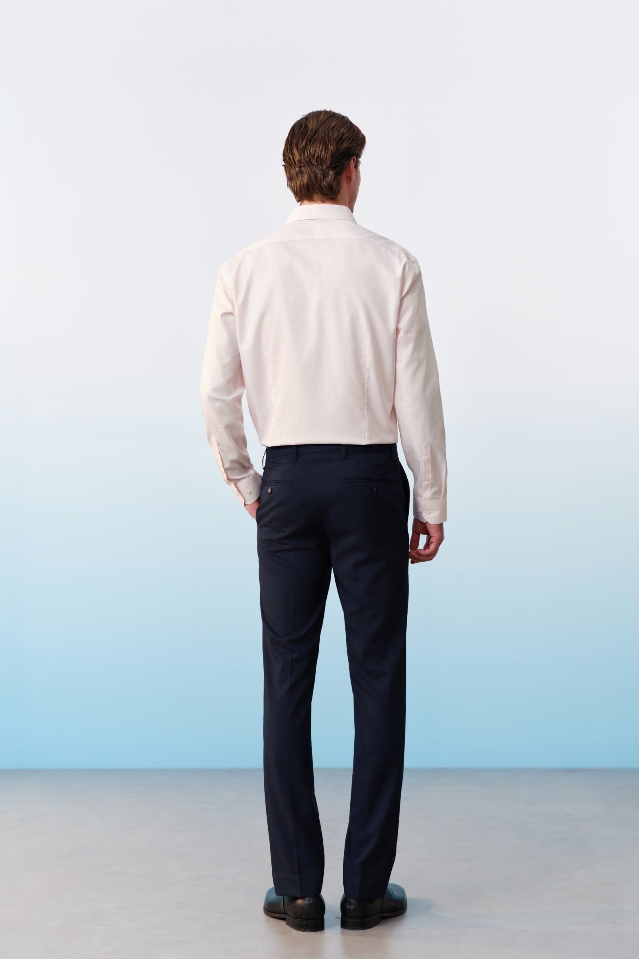 Poly Blend Textured Stretch Slim Fit Suit Pants
