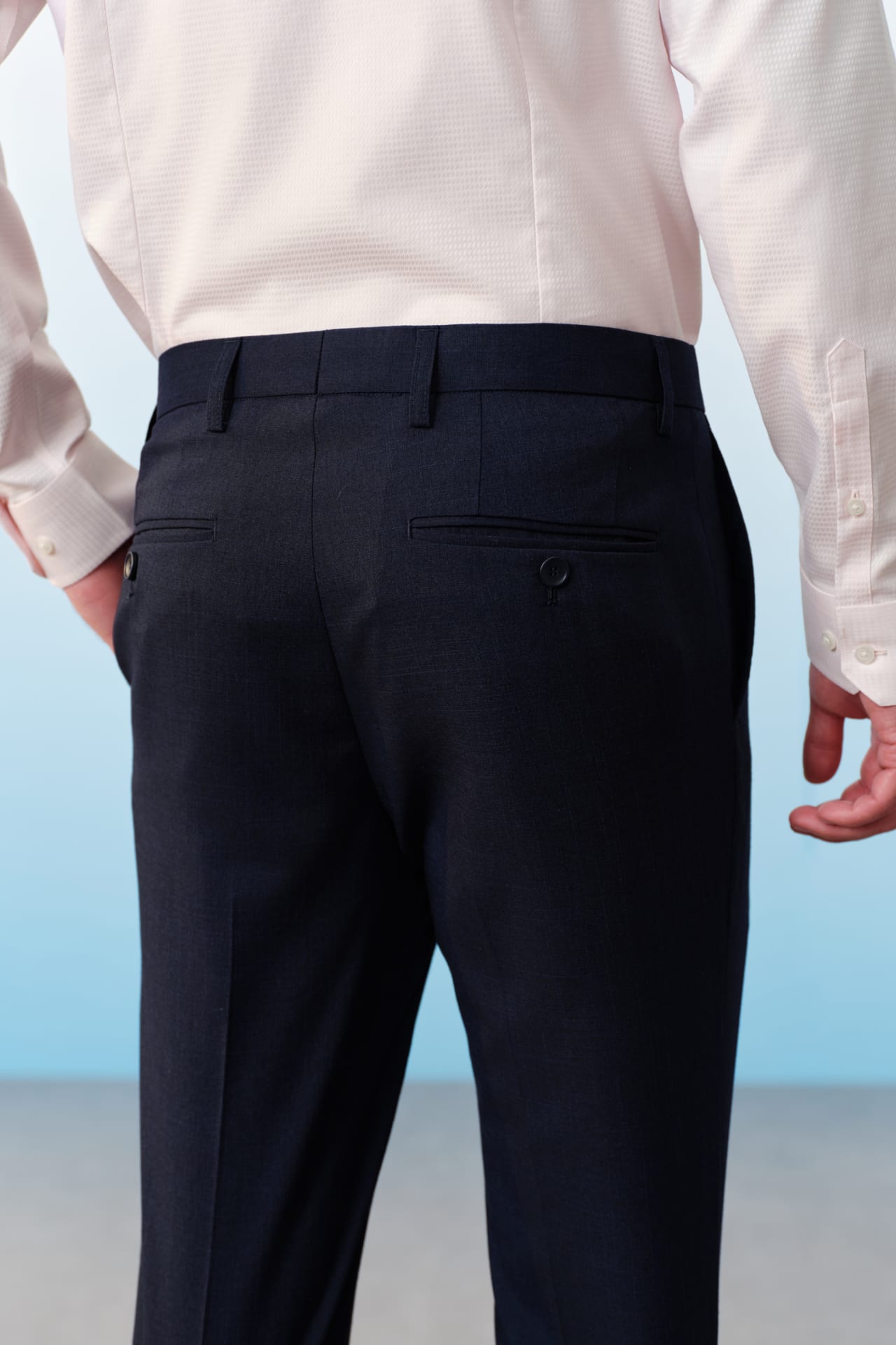 Poly Blend Textured Stretch Slim Fit Suit Pants