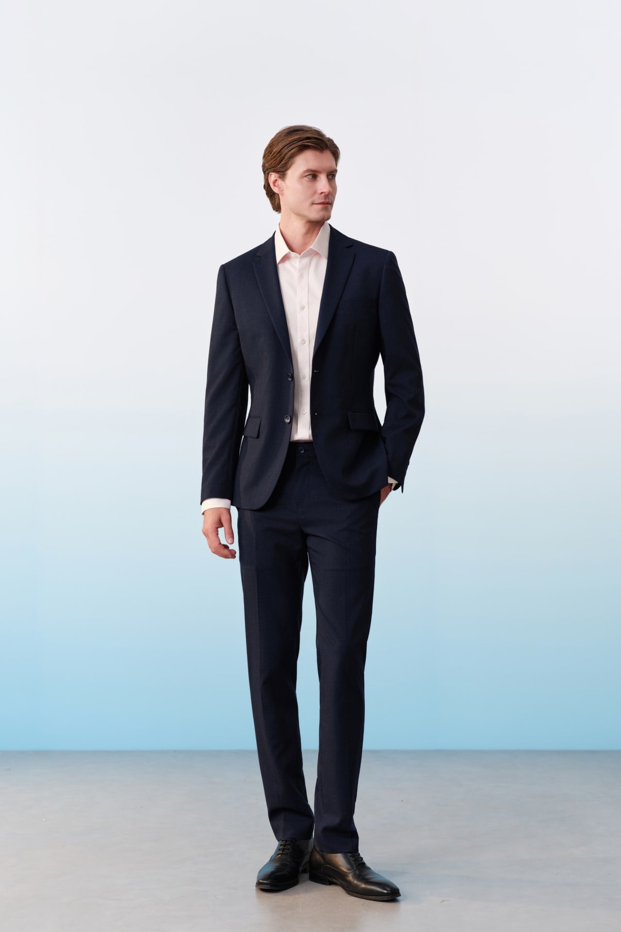 Poly Blend Textured Stretch Slim Fit Suit Pants