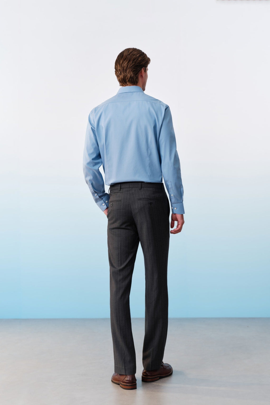 Poly Blend Stripe Stretch Regular Fit Suit Pants