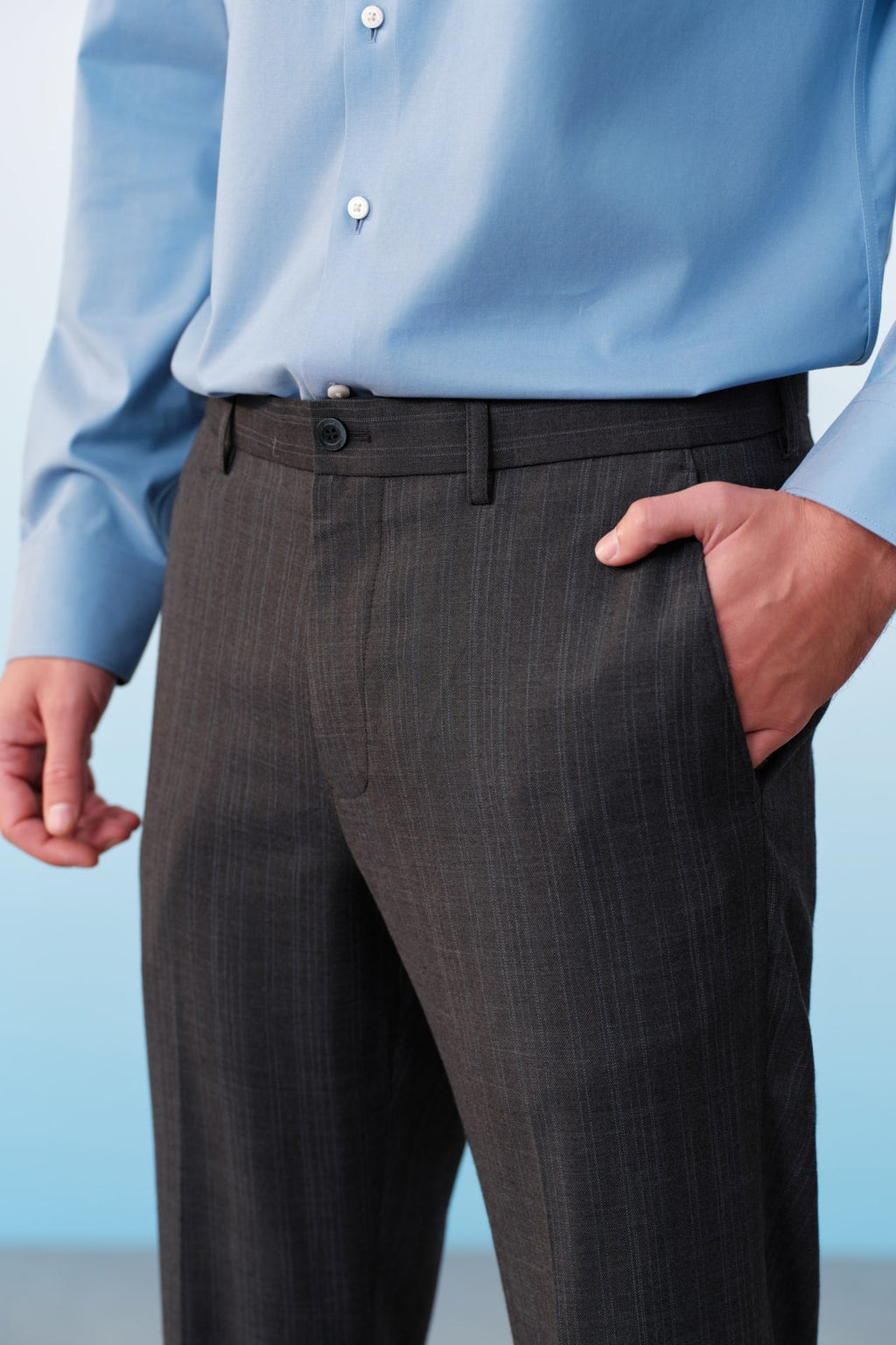 Poly Blend Stripe Stretch Regular Fit Suit Pants