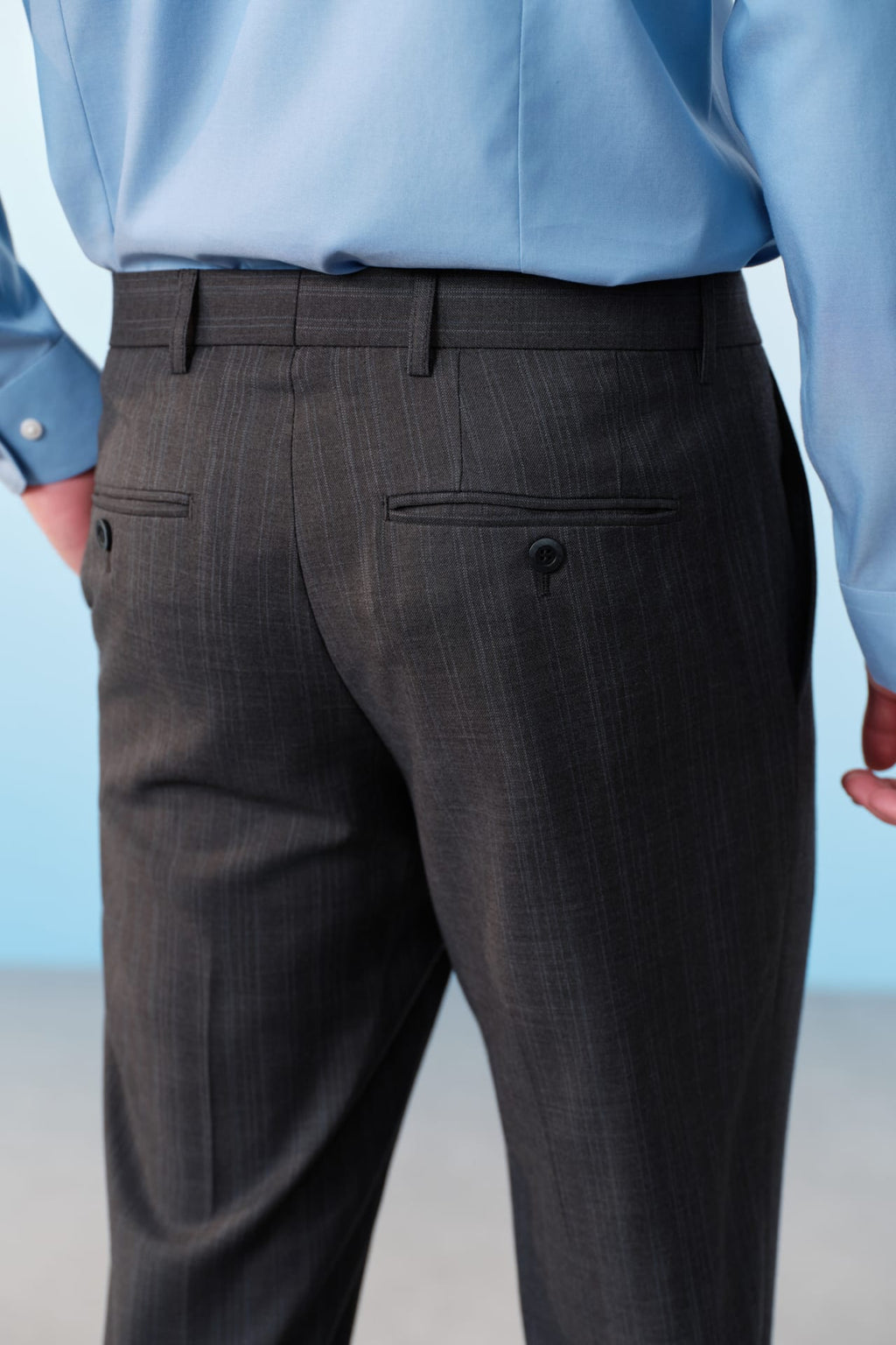 Poly Blend Stripe Stretch Regular Fit Suit Pants