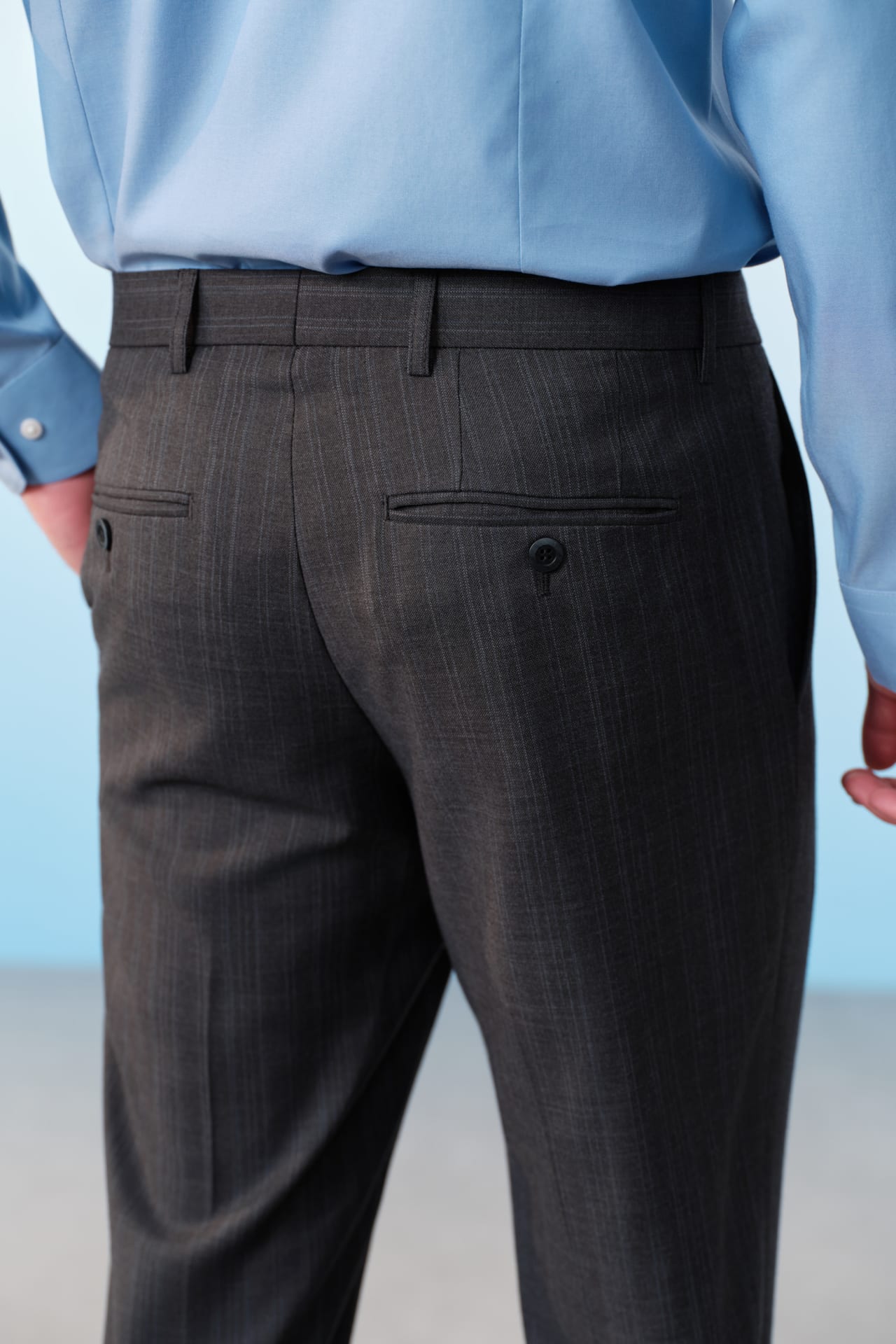 Poly Blend Stripe Stretch Regular Fit Suit Pants