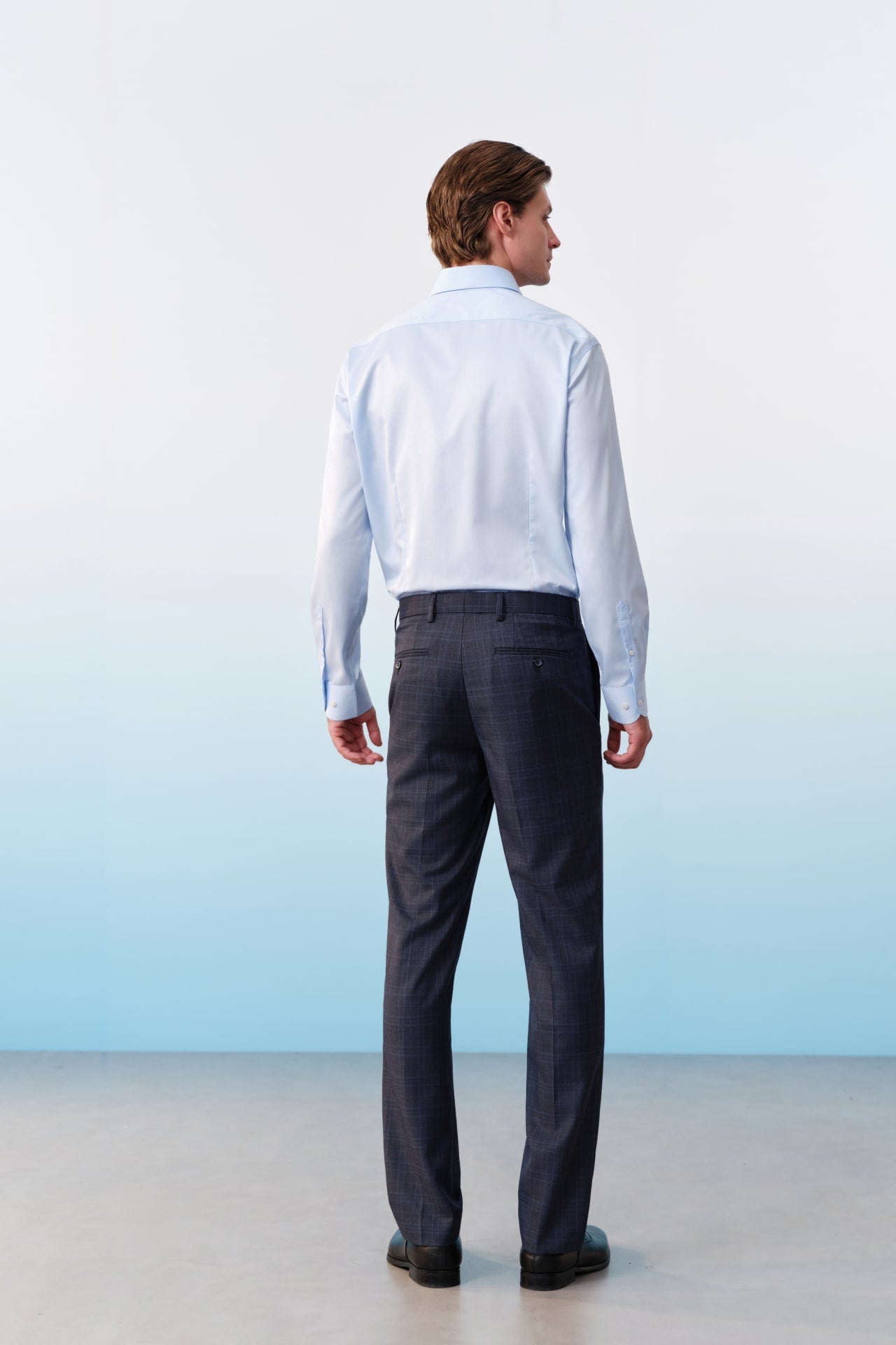 Poly Blend Check Stretch Smart Fit Suit Pants