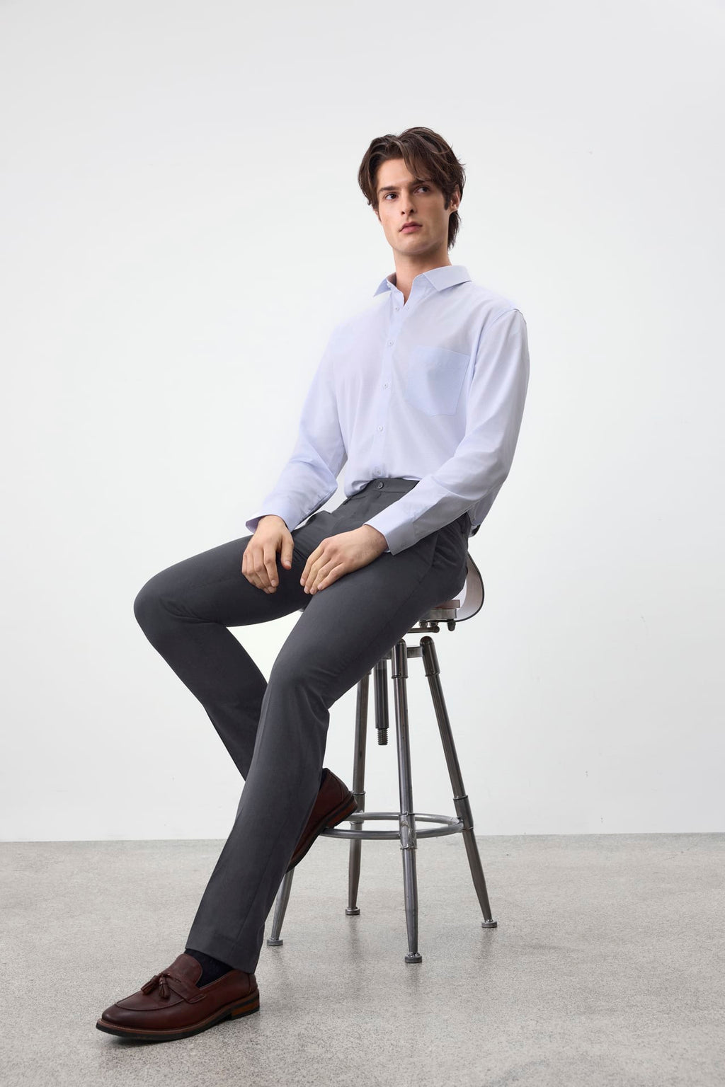Quick Dry Wicking Poly Blend Twill Slim Fit Suit Pants