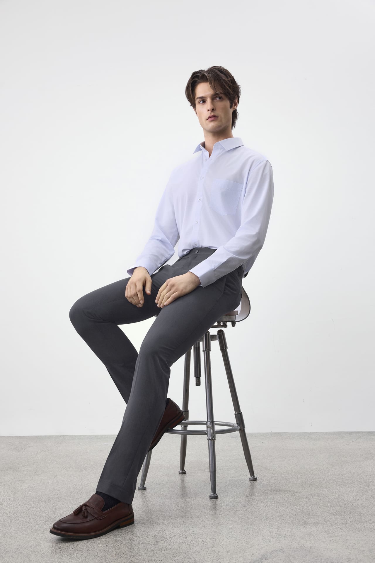Quick Dry Wicking Poly Blend Twill Slim Fit Suit Pants