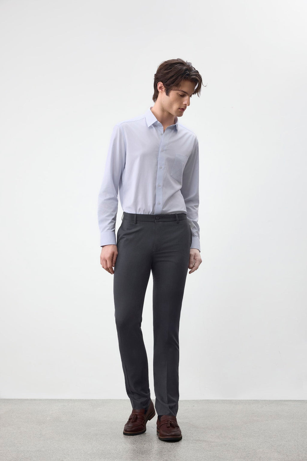 Quick Dry Wicking Poly Blend Twill Slim Fit Suit Pants