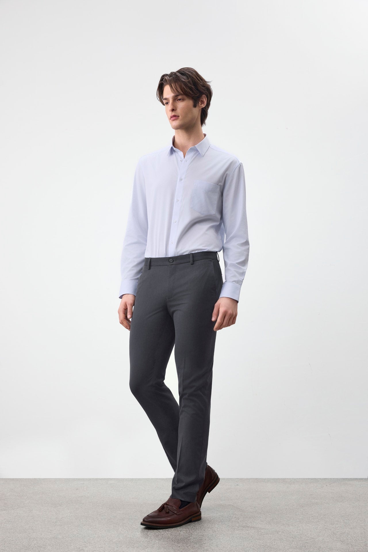 Quick Dry Wicking Poly Blend Twill Slim Fit Suit Pants