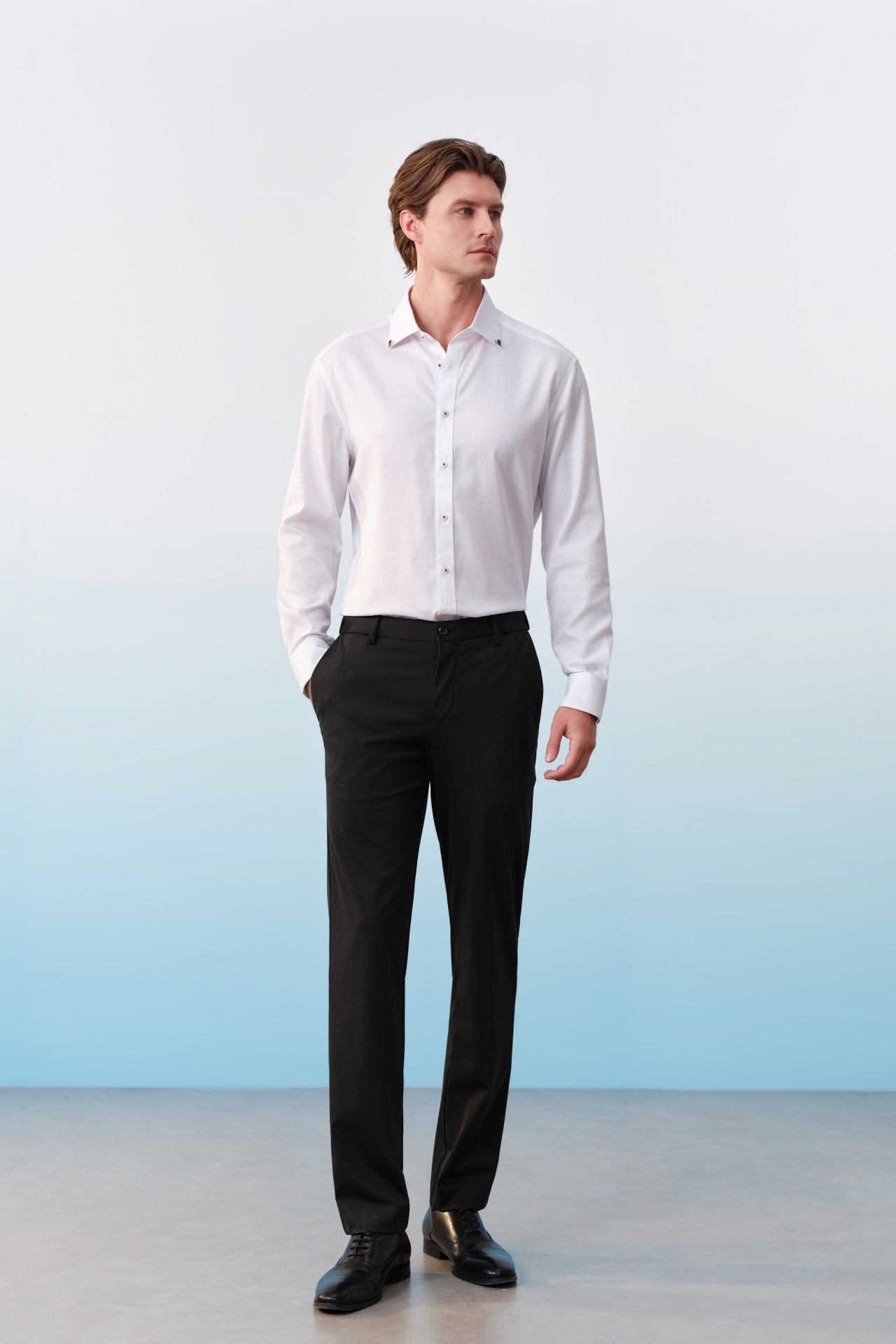 Cool Touch Nylon Stretch Knit Print Smart Fit Suit Pants With Elastic Waistband