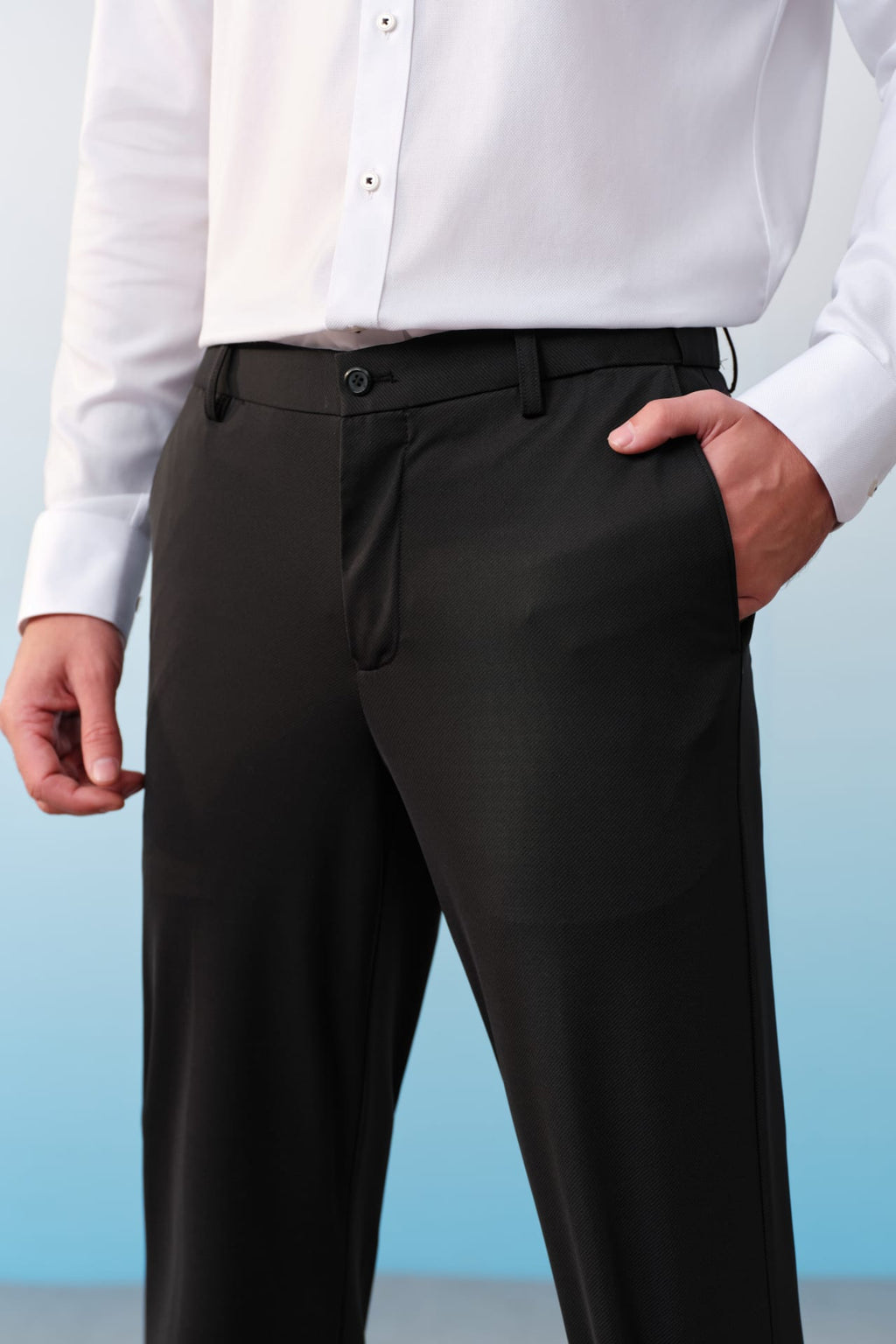 Cool Touch Nylon Stretch Knit Print Smart Fit Suit Pants With Elastic Waistband