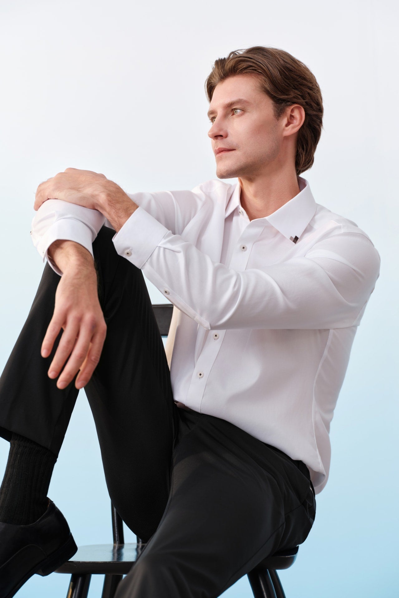 Cool Touch Nylon Stretch Knit Print Smart Fit Suit Pants With Elastic Waistband