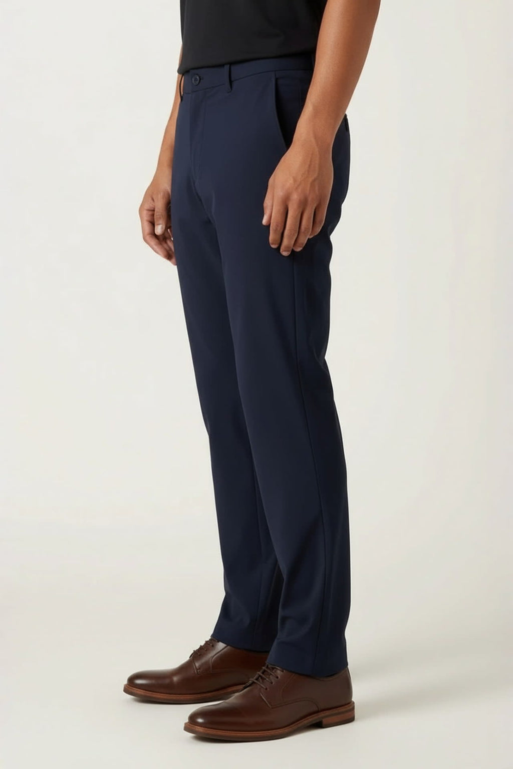 Lyocell Blend Twill Smart Fit Suit Pants With Elastic Waistband