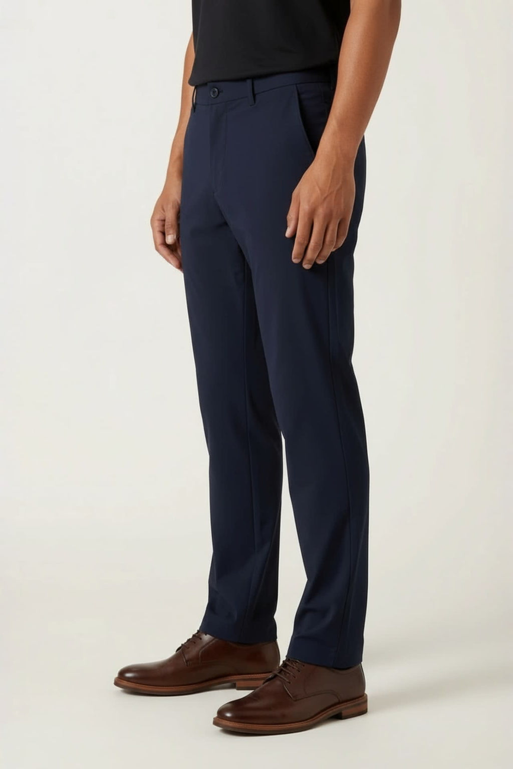 Lyocell Blend Twill Smart Fit Suit Pants With Elastic Waistband