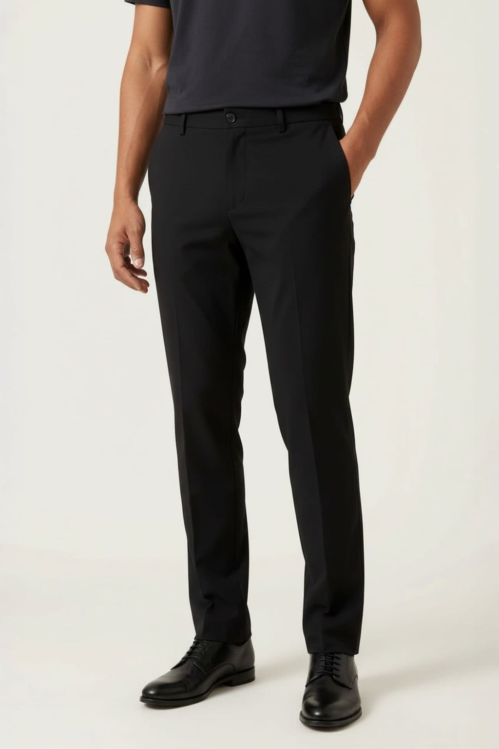 Lyocell Blend Twill Smart Fit Suit Pants With Elastic Waistband