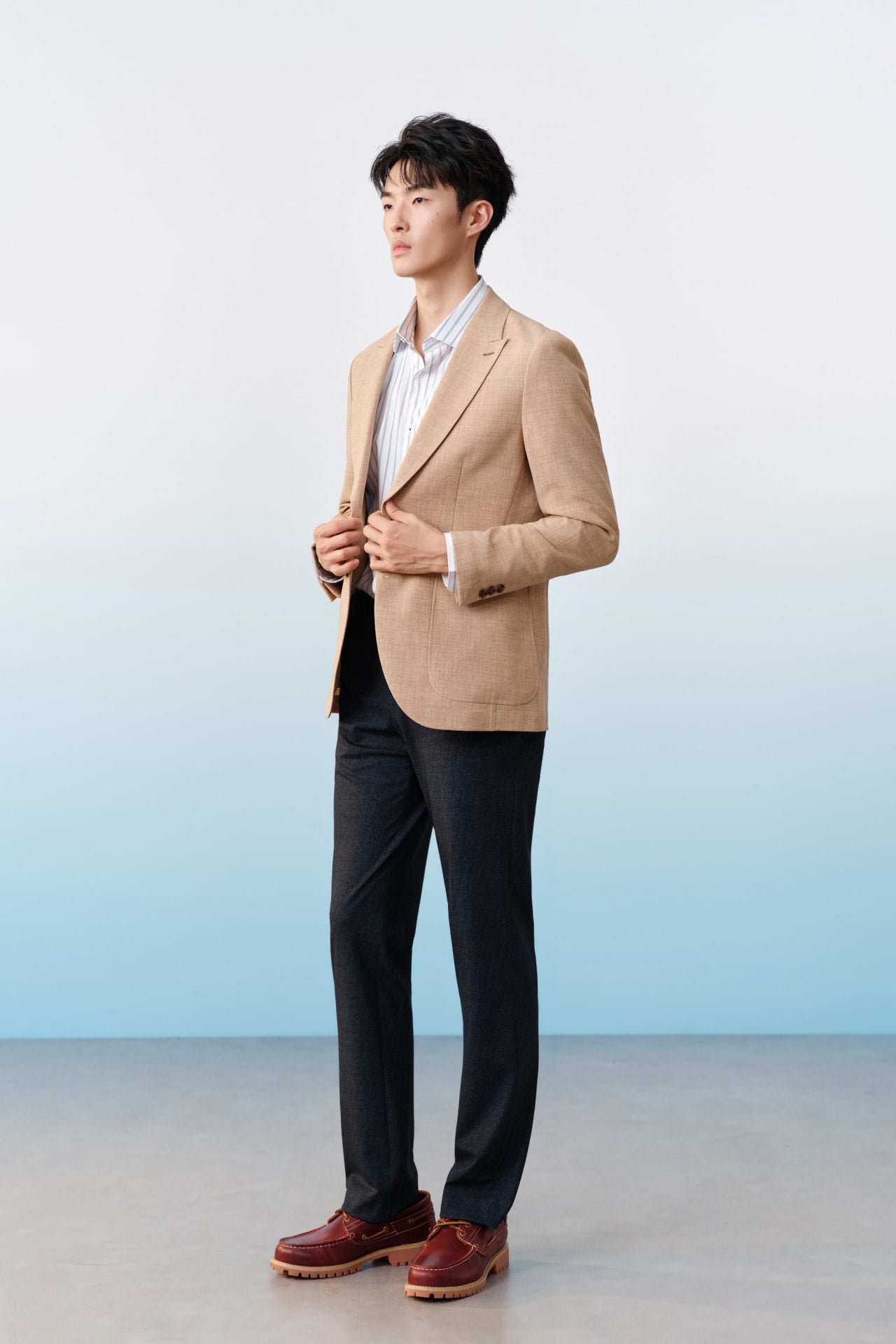 Anti-Bacterial Poly Blend Strecth Knit Print Smart Fit Suit Pants With Elastic Waistband