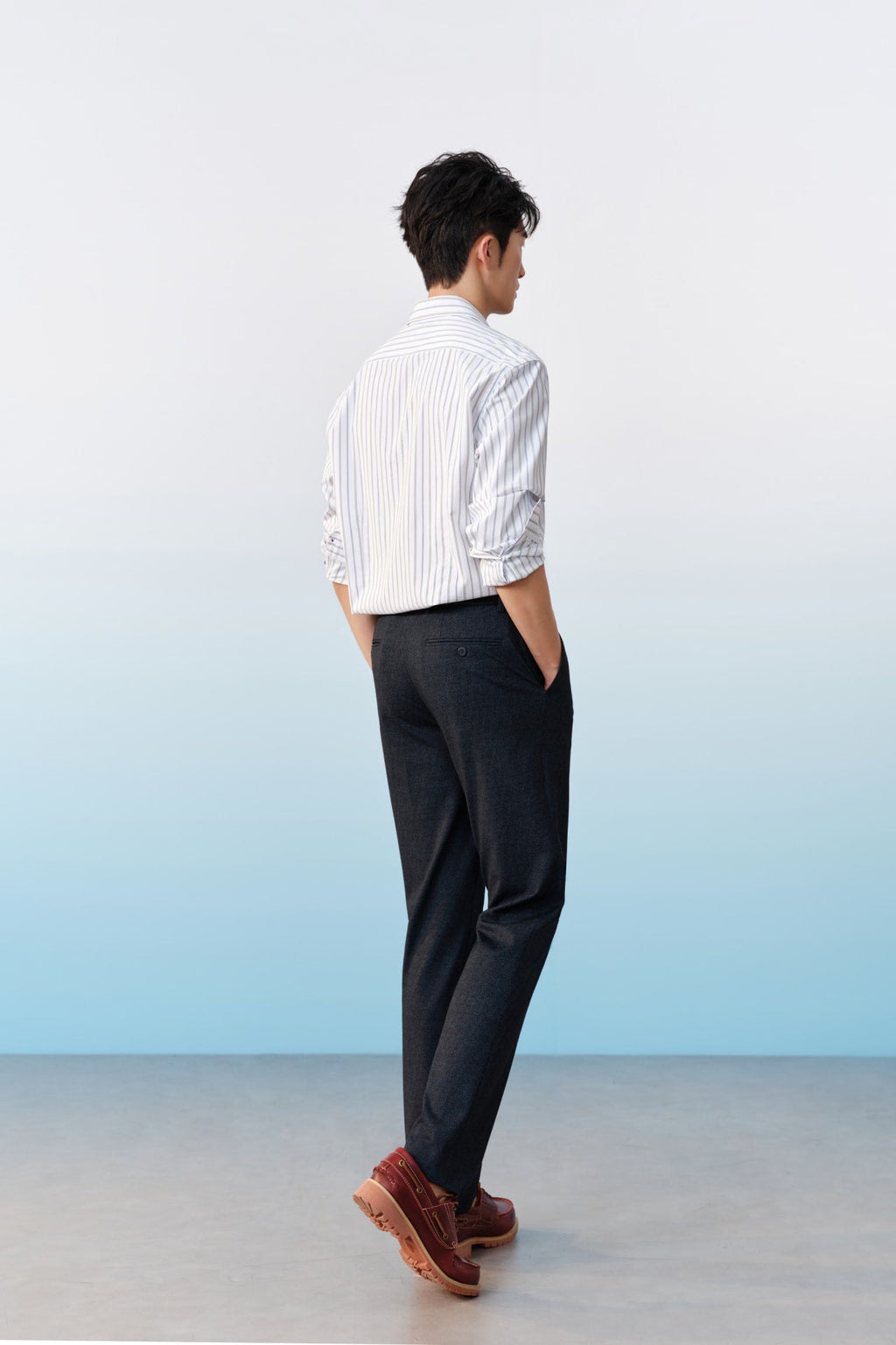 Anti-Bacterial Poly Blend Strecth Knit Print Smart Fit Suit Pants With Elastic Waistband