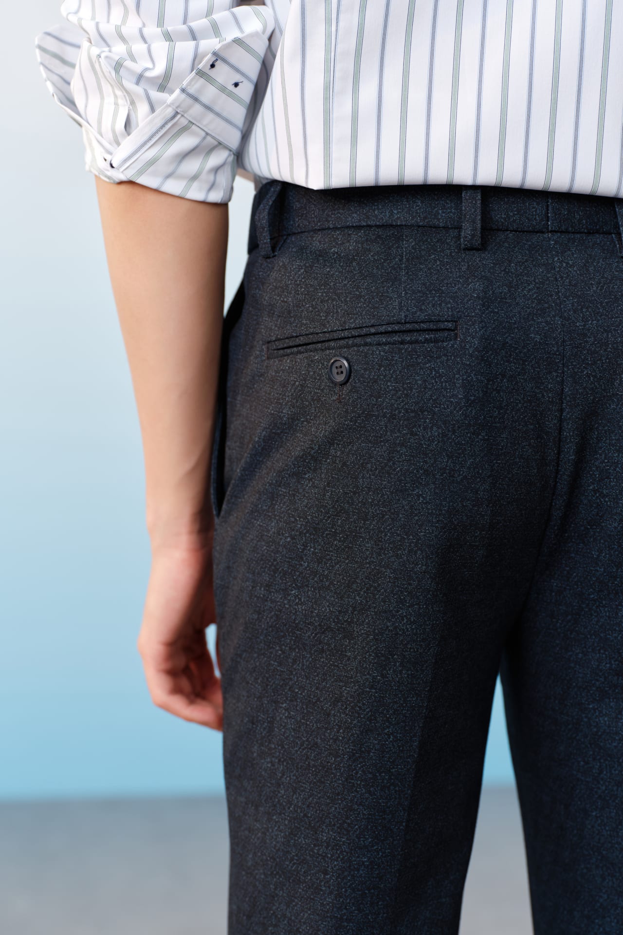 Anti-Bacterial Poly Blend Strecth Knit Print Smart Fit Suit Pants With Elastic Waistband