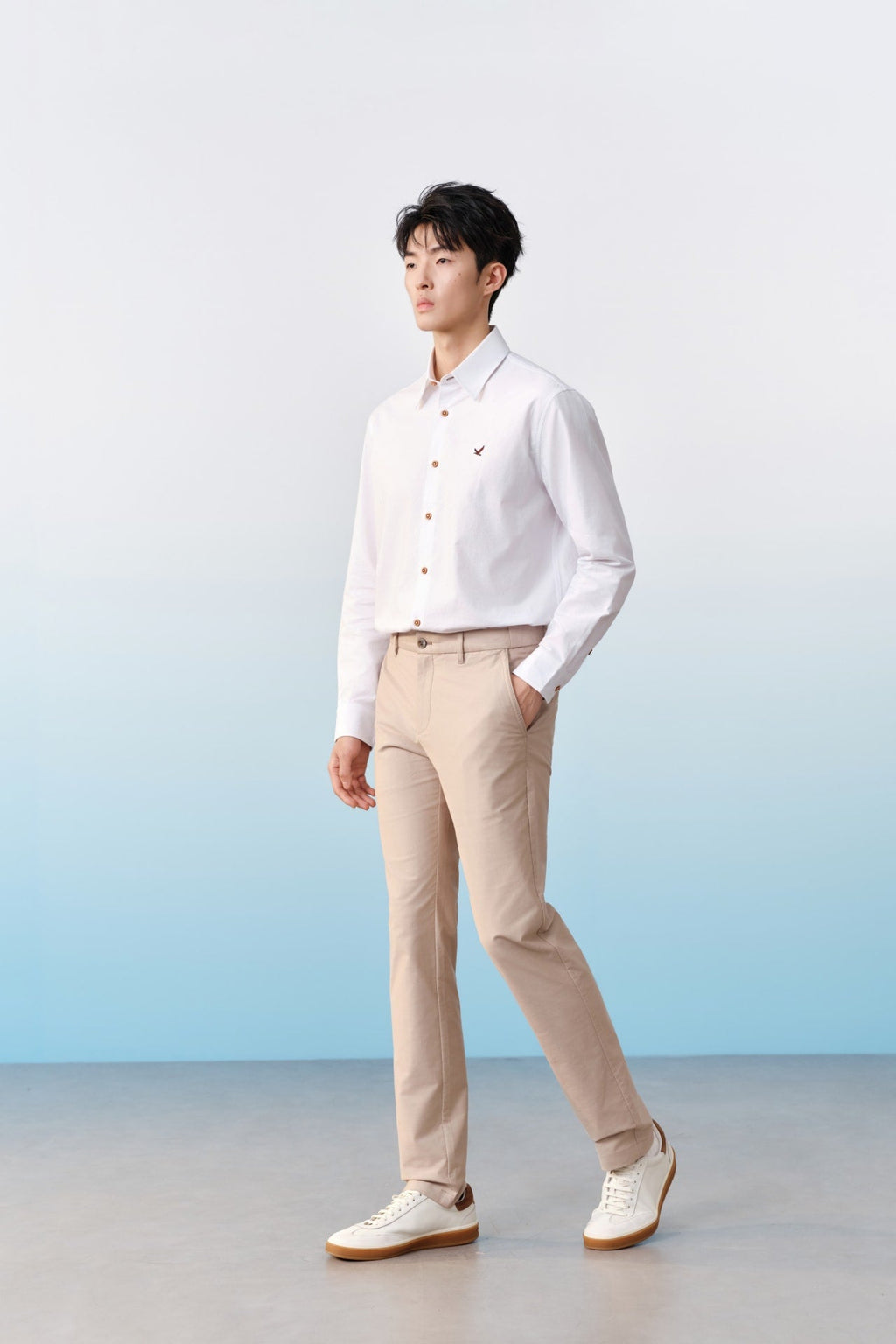 Cotton Blend Stretch Twill Slim Tapered Fit Casual Pants