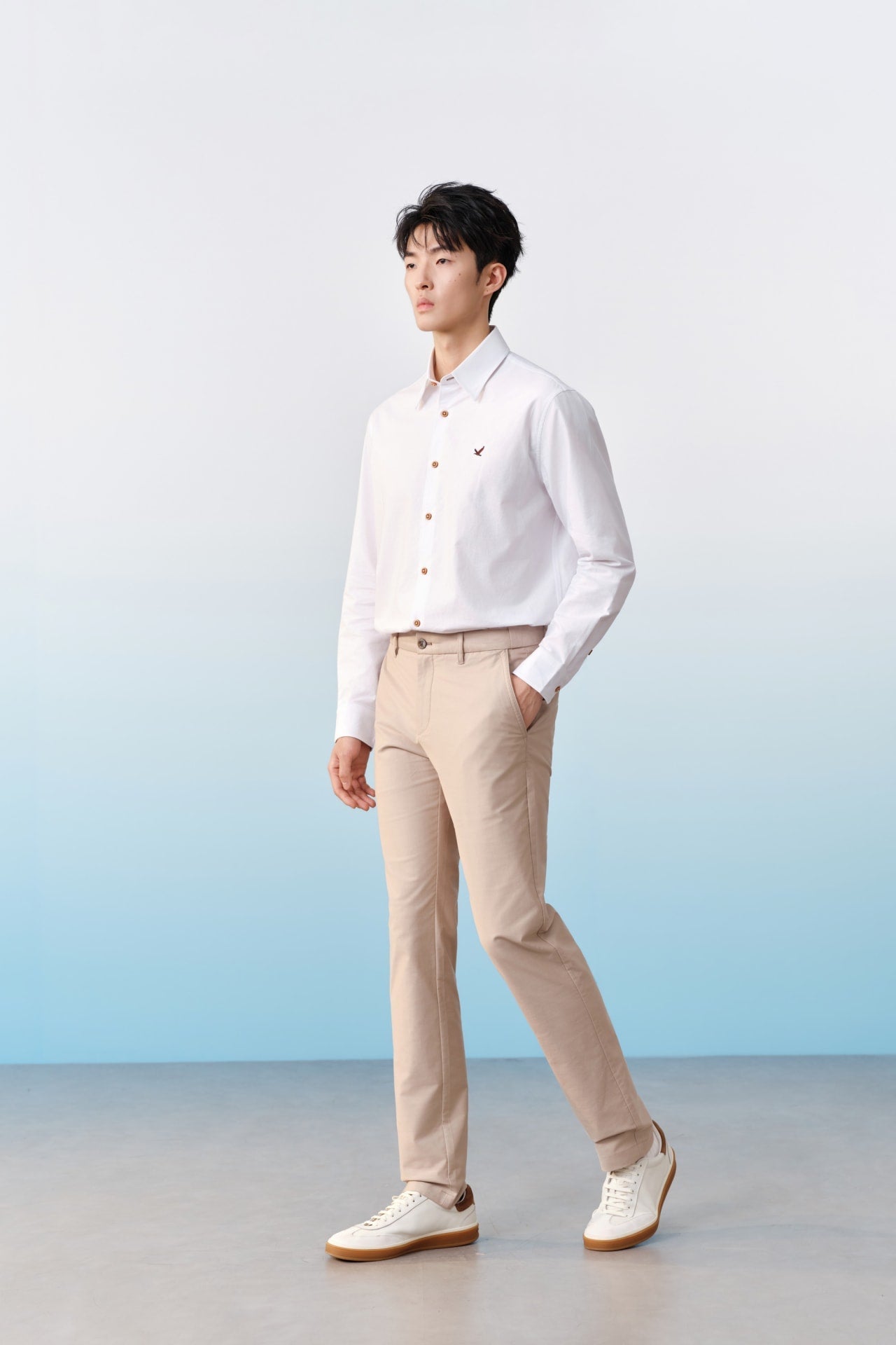 Cotton Blend Stretch Twill Slim Tapered Fit Casual Pants