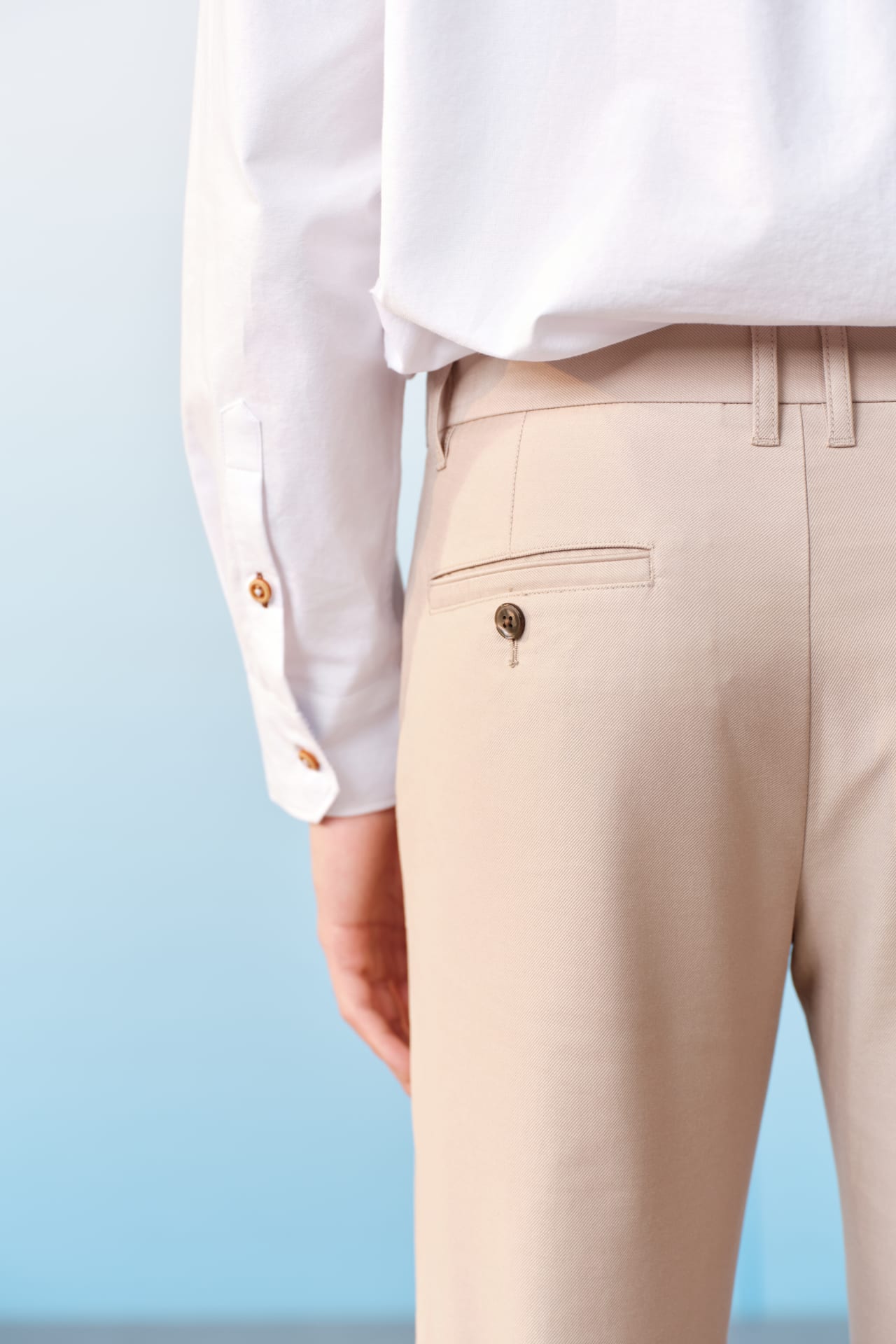 Cotton Blend Stretch Twill Slim Tapered Fit Casual Pants
