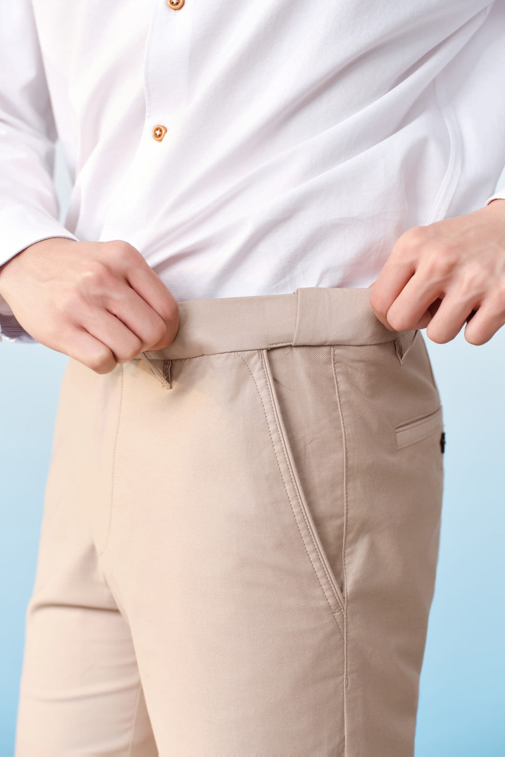 Cotton Blend Stretch Twill Slim Tapered Fit Casual Pants