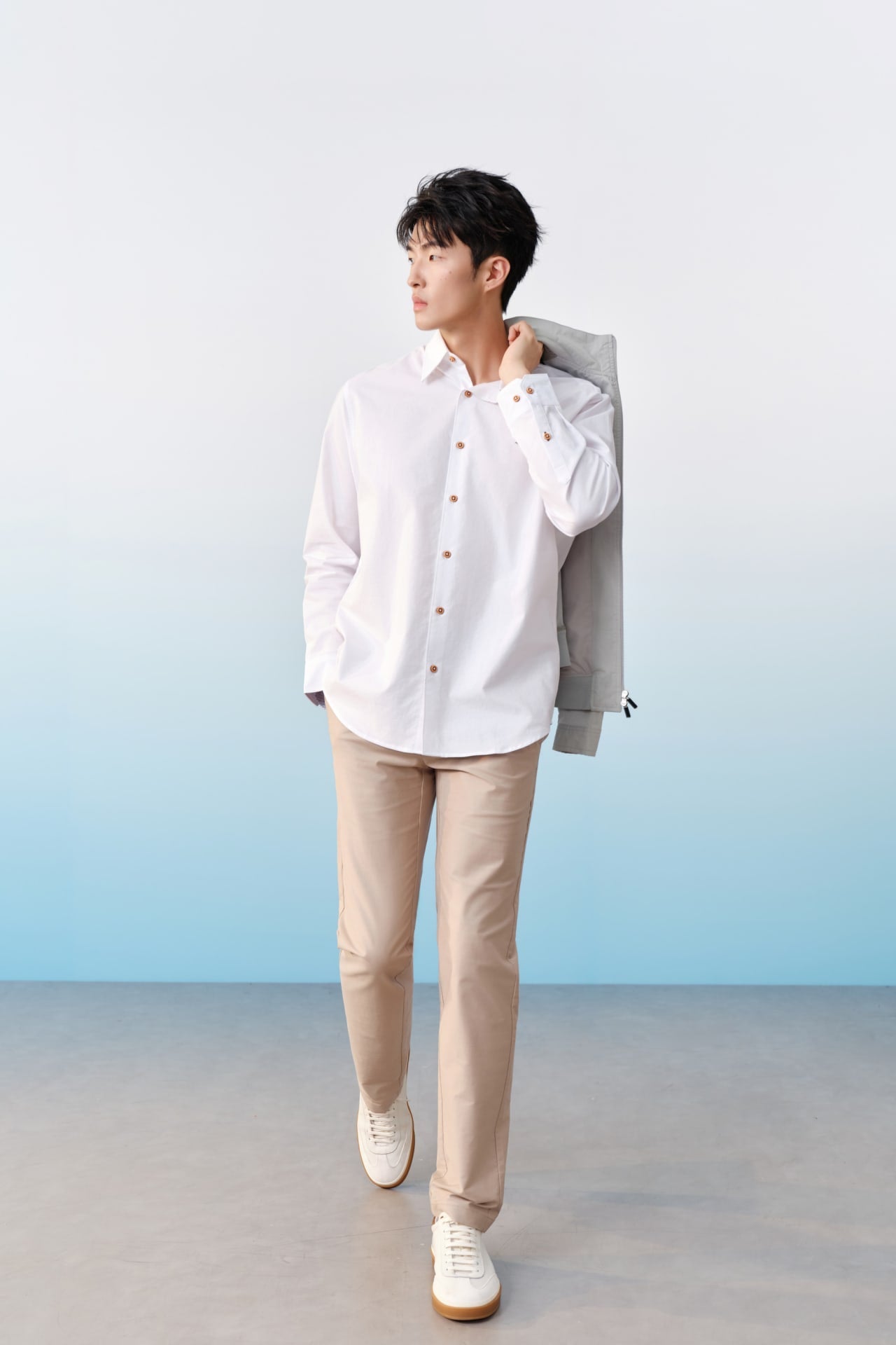 Cotton Blend Stretch Twill Slim Tapered Fit Casual Pants