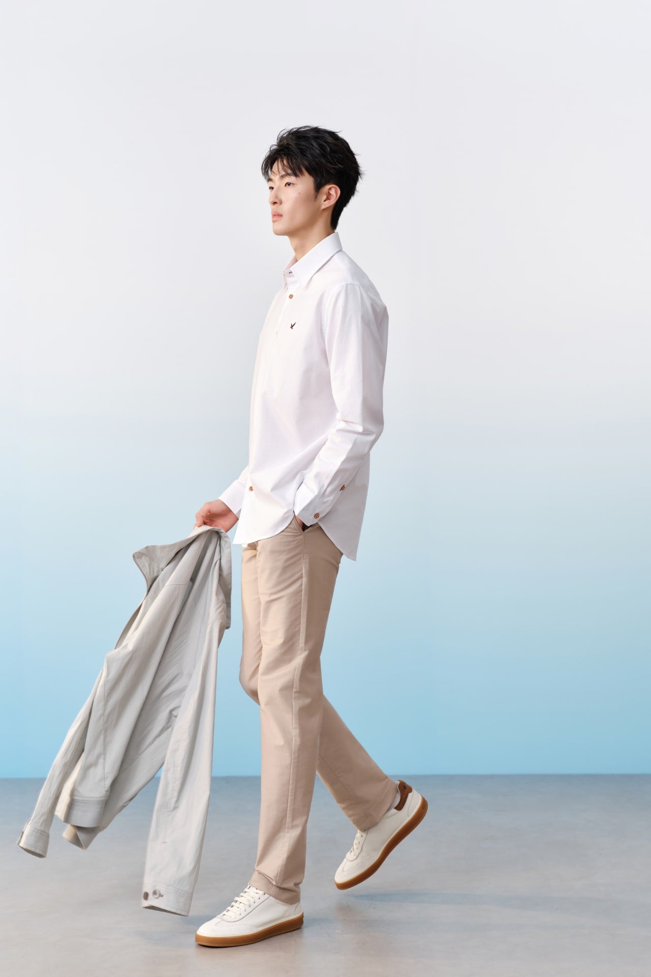 Cotton Blend Stretch Twill Slim Tapered Fit Casual Pants